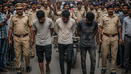 छात्र को किडनैप कर लूटपाट, बदमाशों को गिरफ्तार कर पुलिस ने निकाला जुलूस