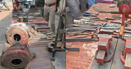 MP पुलिस का अवैध हथियार फैक्ट्री पर छापा: कट्टे से लेकर लेथ मशीन तक मिला सामान