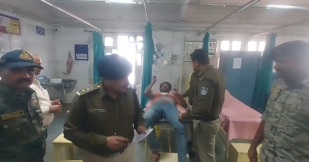 पत्नी को उठाकर थाने ले गई पुलिस, पीछे-पीछे पहुंचा पति और ब्लेड से काट लिया खुद का गला; मचा हड़कंप