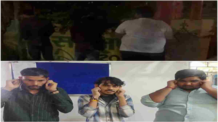 नशे में धुत 3 युवकों की शर्मनाक करतूत: प्राचीन हनुमान मंदिर की दीवार पर किया पेशाब
